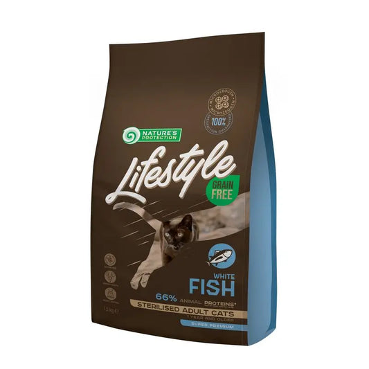 Natures Protection Lifestyle Sans Céréales Pour Chats Stérilisés Poisson Blanc, 1,5Kg
