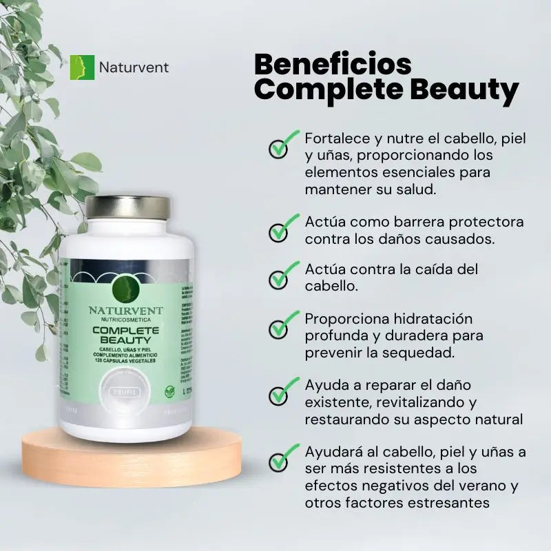 Naturvent Renforce les cheveux, la peau et les ongles. Beauté complète, 120 gélules