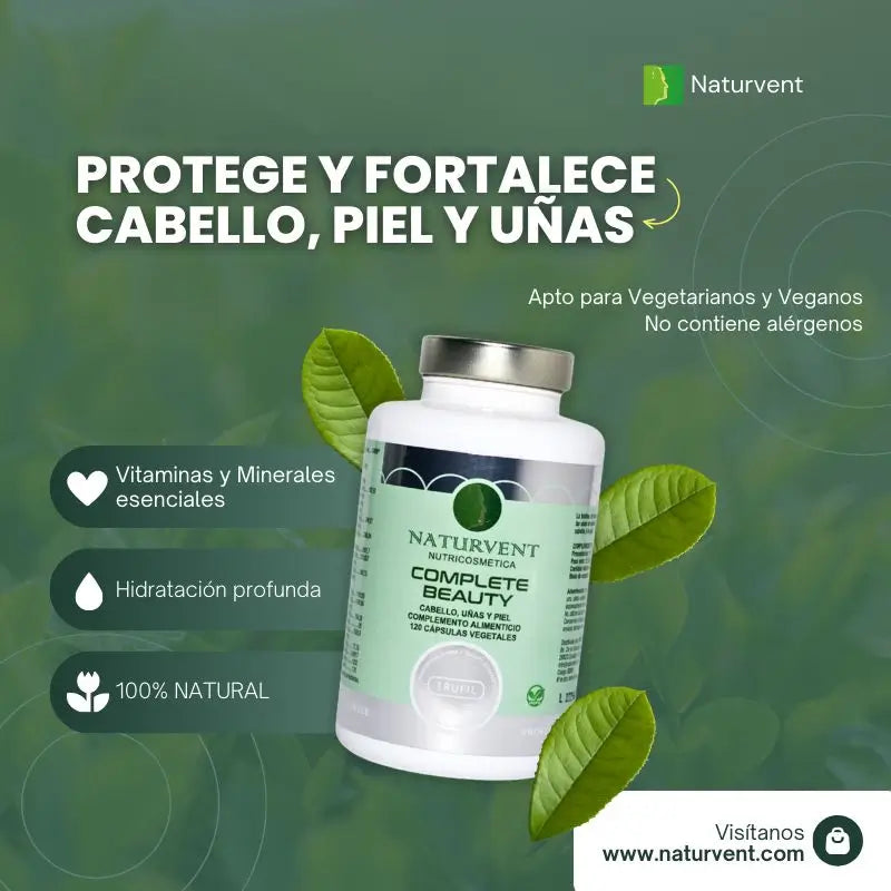 Naturvent Renforce les cheveux, la peau et les ongles. Beauté complète, 120 gélules