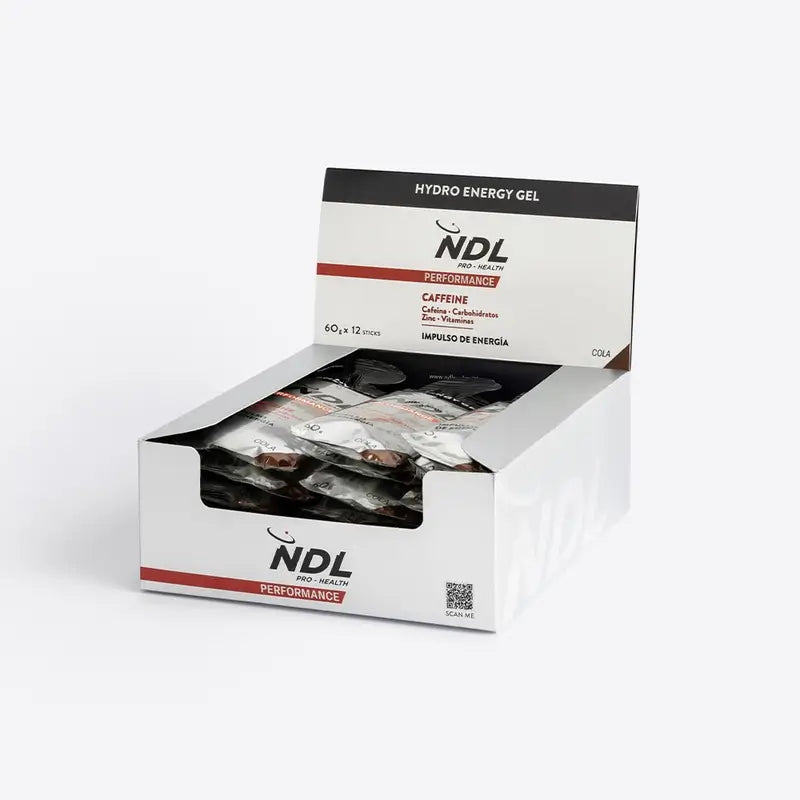 NDL Pro-Health Caffeinated Energy Gel Cola Flavour, Pack 12x60 grammes
