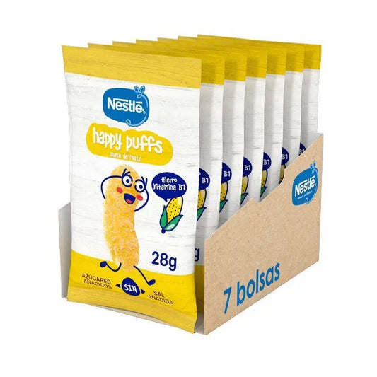 NESTLÉ Pack Healthy Snacking Happy Puffs Natural Corn , 28g x 7 unités