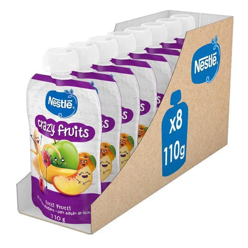 Nestlé Pack Puree Sachet Crazy Fruits, 110 g x 8 unités