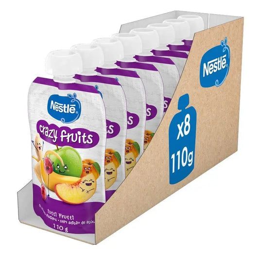 Nestlé Pack Puree Sachet Crazy Fruits, 110 g x 8 unités