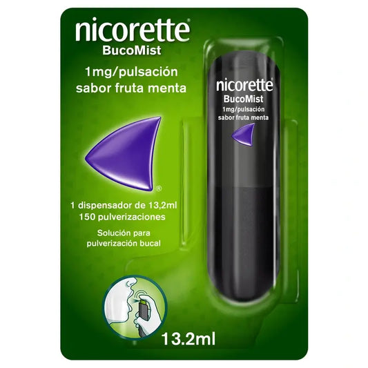 Nicorette® BucoMist 1 mg/pulpe solution pour pulvérisation buccale arôme menthe-fruit