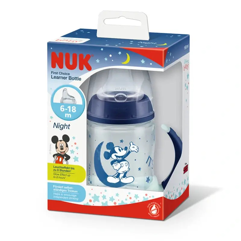 Nuk Trainer Cup First Choice+ Silicone Mickey Mouse 6-18M Night, 150 ml