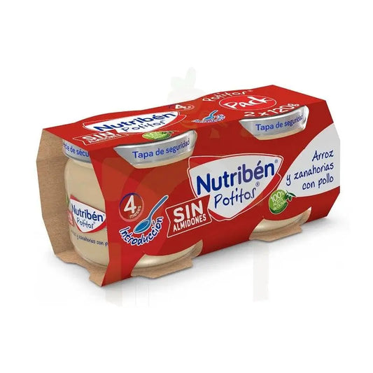 Nutribén Potito De Introducción - Riz et carottes au poulet, 2 x 120 g