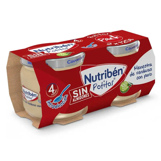 Nutriben Baby Food Soupe de légumes à la dinde, 2 x 120 grammes