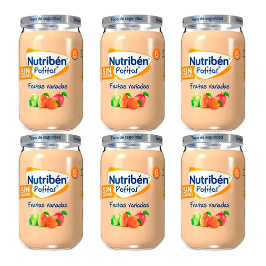 Nutriben Potito Fruits assortis, 6 x 235 grammes