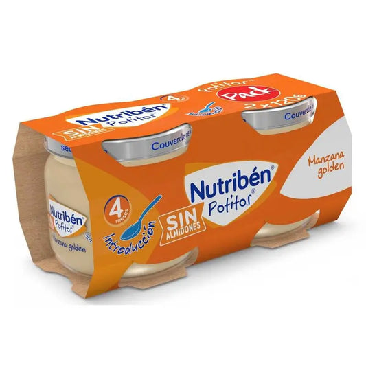 Nutriben Golden Apple Potito pour bébés, 2 x 120 grammes