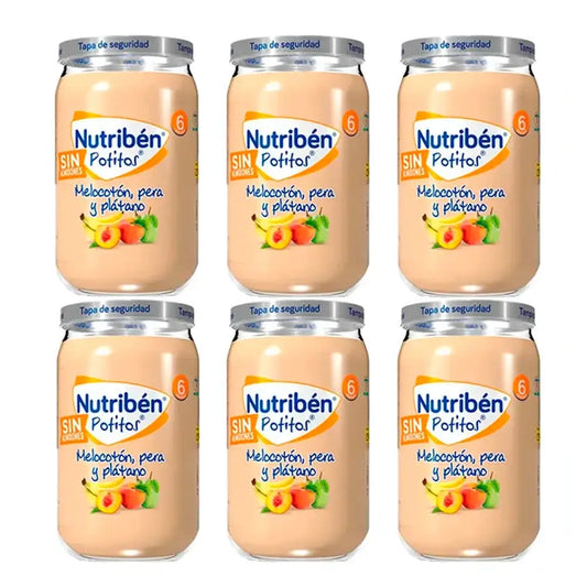 Nutriben Potito Pêche, Poire et Banane, 6 x 235 grammes