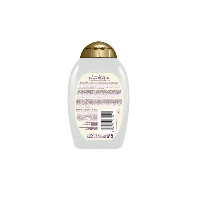 OGX Coconut Miracle Oil Extra Strength Conditioner, répare et ravive les cheveux abîmés 385 ml