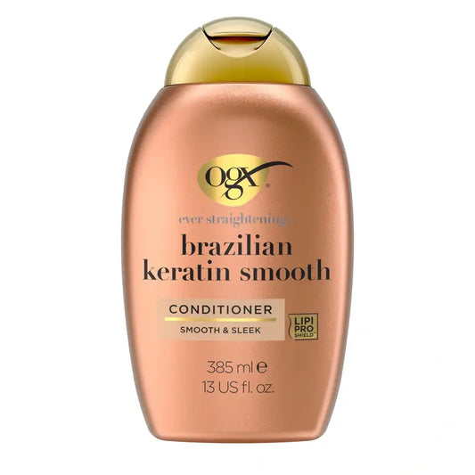 OGX Brazilian Keratin Conditioner, pour cheveux ondulés ou bouclés, lisse, renforce et hydrate, 385ml