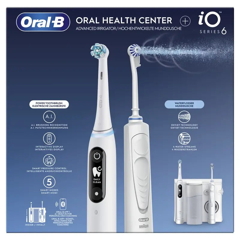 Centre dentaire Oral-B Braun avec irrigateur et brosse à dents électrique Oral-B Io6