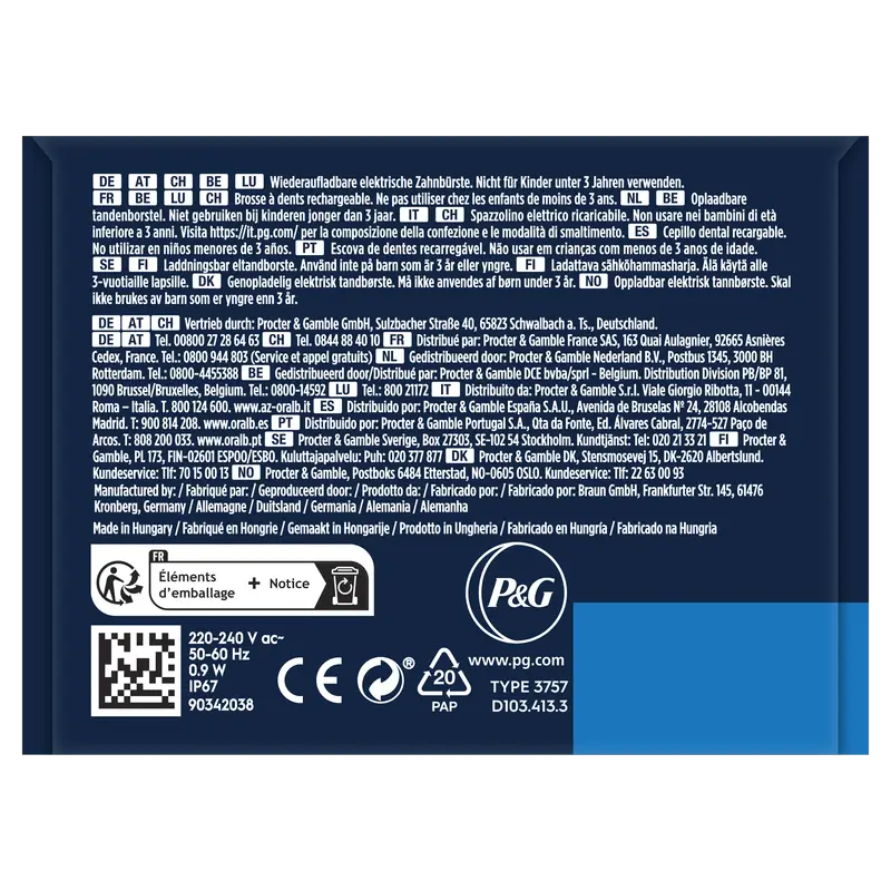 Oral-B Braun Brosse à dents rechargeable Braun Vitality Pro Bleu