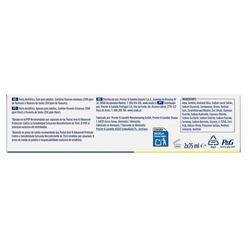 Oral-B Advanced Sensitivity Protection Duplo, 2X75 ml