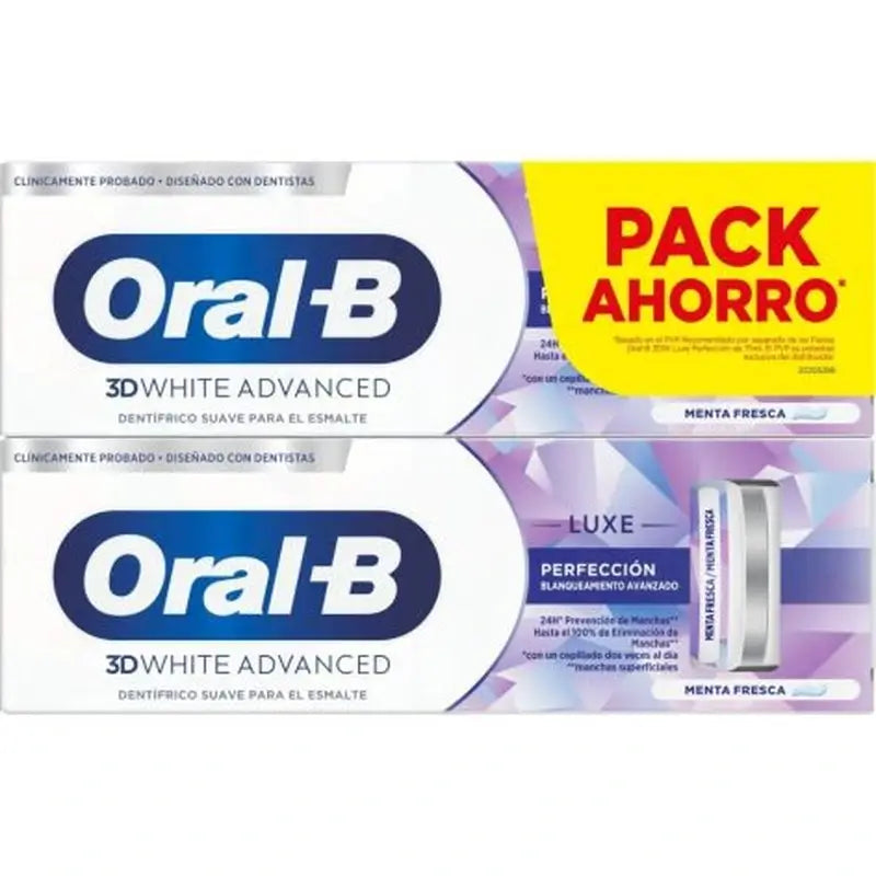 Oral-B 3D White Advanced Perfection Dentifrice, 2x75 ml