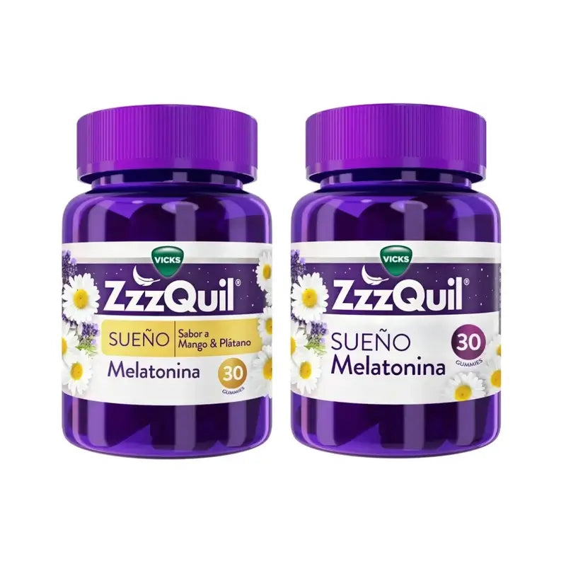 ZzzQuil Melatonin Original + Mango Flavour, Pack 2x30 Gummies