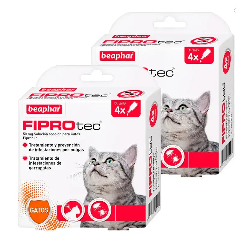 Beaphar Fiprotec Spot On Cat 4 Pip x 0,5 ml, paquet de 2 pièces