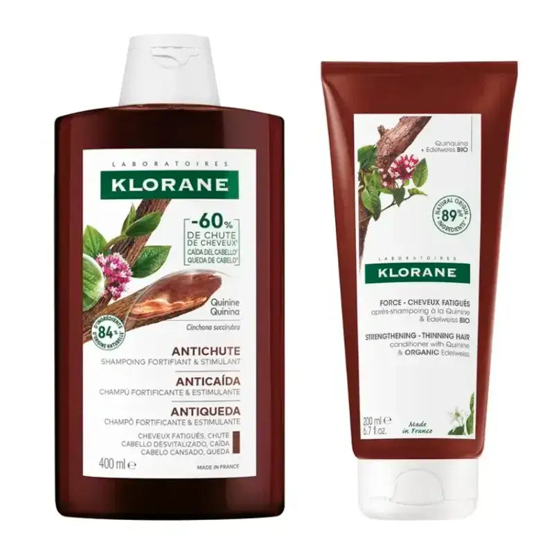 Klorane Pack Shampooing au quinquina et à l'edelweiss, 400 ml + Après-shampooing au quinquina et à l'edelweiss, 200 ml