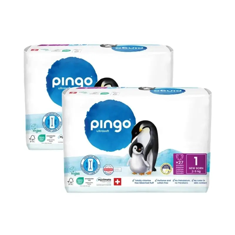 Couches écologiques Pingo Taille 1 (2-5 Kg), 2X27 unités