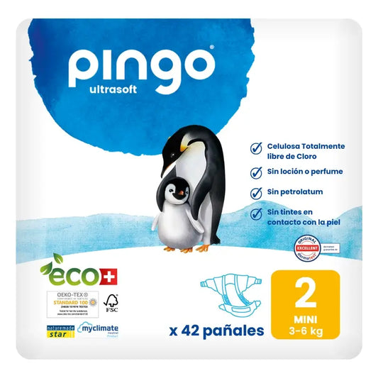 Couches écologiques Pingo Taille 2 Mini (3-6 kg), 42 unités