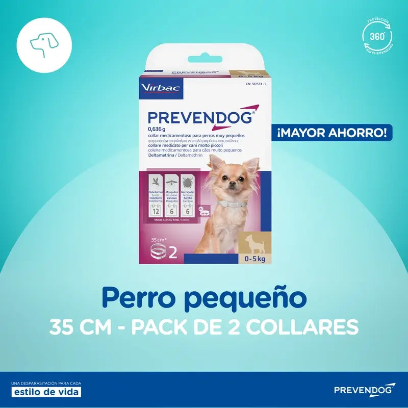 Virbac Prevendog Collier antiparasitaire 35 cm 2 unités