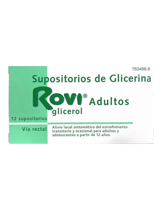 Rovi Glycerine Suppositories Adultes, 12 suppositoires