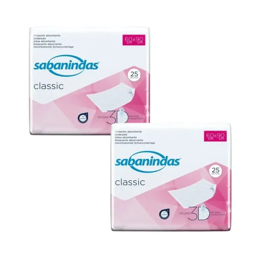 Sabanindas Normal Absorbent Pad 60 x 90 cm, Pack 2 x 25 Units