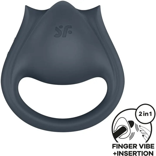 Satisfyer Perfect Pair 2 Multivibrator 2 en 1 anneau pénien et stimulateur de doigts Gris