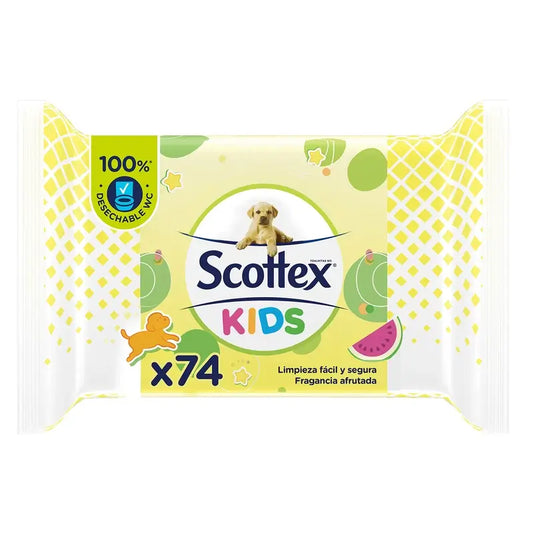 Papier hygiénique humide Scottex Junior, 74 unités