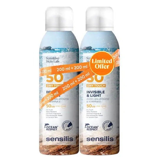 Sensilis Spray Corps SPF 50+ Invisible & Léger Anti-âge, 2x200 ml