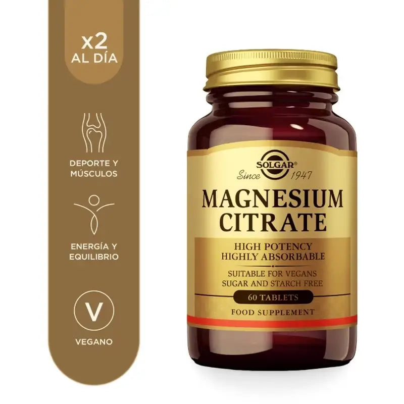 Solgar Citrate de Magnésium, 2x120 Comprimés