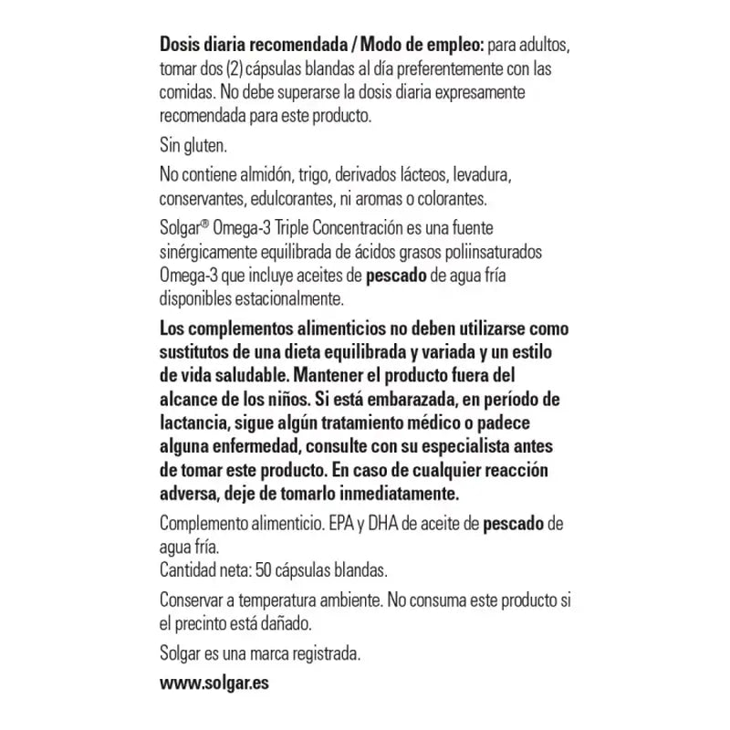 Solgar Omega-3 Triple Concentration, 100 gélules