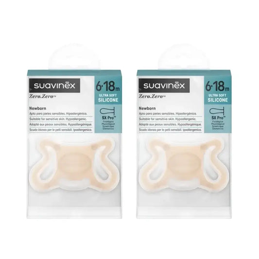 Suavinex Sucette Zero Zero, 6/18 mois, Fair, 2 unités