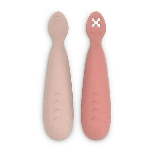 Suavinex Pack 2 cuillères en silicone, +6 mois, rose