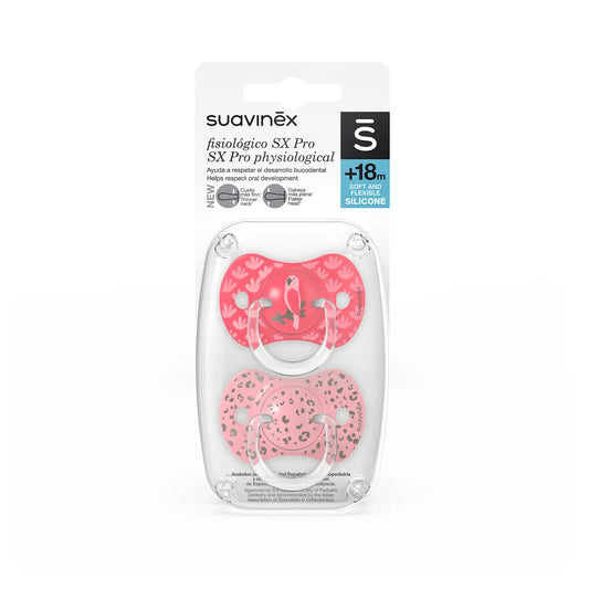 Suavinex Pack 2 Pacifiers Physiological Sx Pro Jungle Pink 18+M