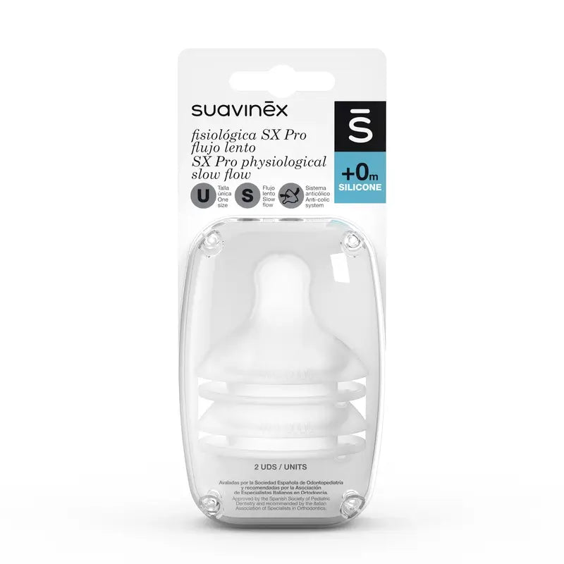 Suavinex Pack 2 Tétines Physiologiques Sx Pro Silicone. Débit lent (S)