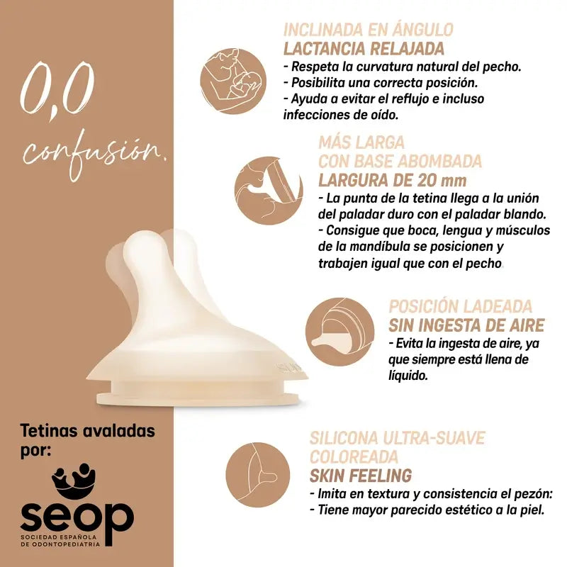 Suavinex Biberon anti-colique + sucette Zéro Zéro. Juste