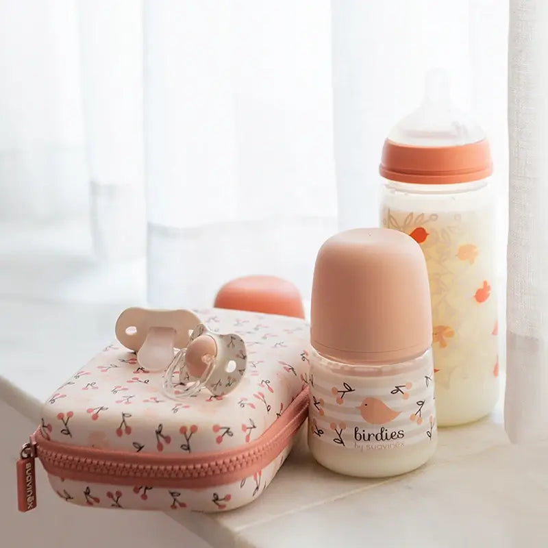 Suavinex Set cadeau biberons et sucettes rose +0M Birdies rose