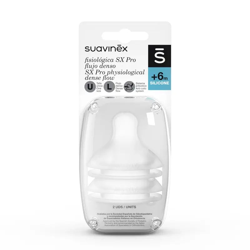 Suavinex Pack 2 Tétines Physiologiques Sx Pro Silicone. Débit dense (L)