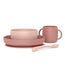 Suavinex Vaisselle en silicone 4 pièces avec ventouse, +4 mois, rose