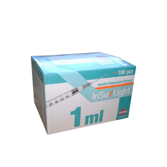 Surgicalmed Rays 1 Ml Seringues à Insuline Avec Aiguille 25G 0,5X16 Mm Insu/Light - Boîte de 100 unités, 100 unités