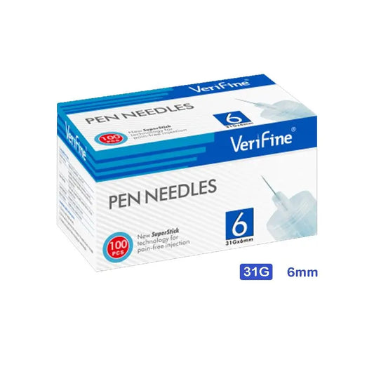 Surgicalmed Verifine Insulin Pen Needles 31G X 6 Mm - Boîte de 100 pcs, 100 pcs.