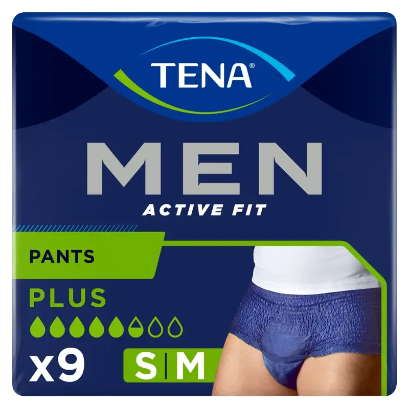 Tena Hommes Pantalon Actif Taille S-M, 9 Pcs.