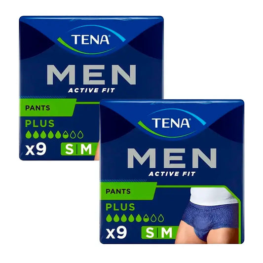 Tena Pack Hommes Pantalon Actif Taille S-M, 2 X 9 Pcs.