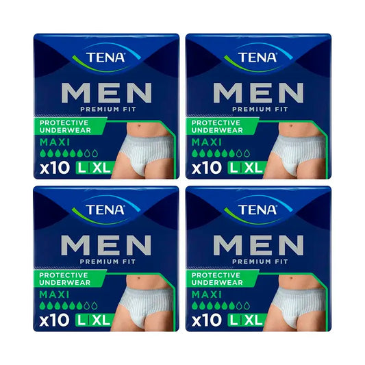 Tena Pack Hommes Pantalon Premium Fit Maxi L-XL, 4 X 10 Unités
