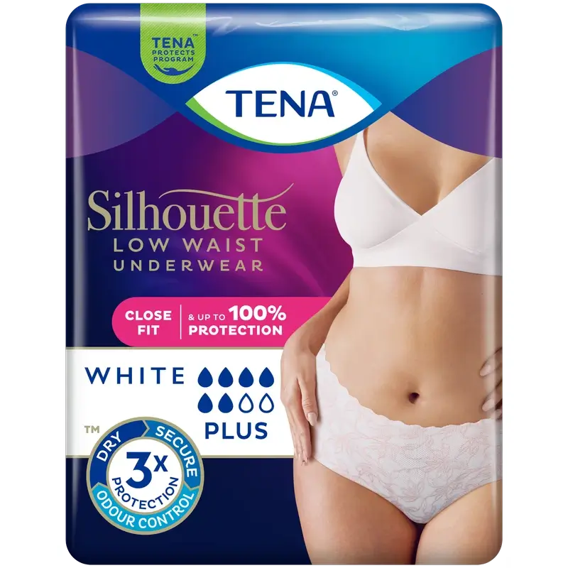 Tena Silhouette Blanc Taille basse Taille M, 12 unités
