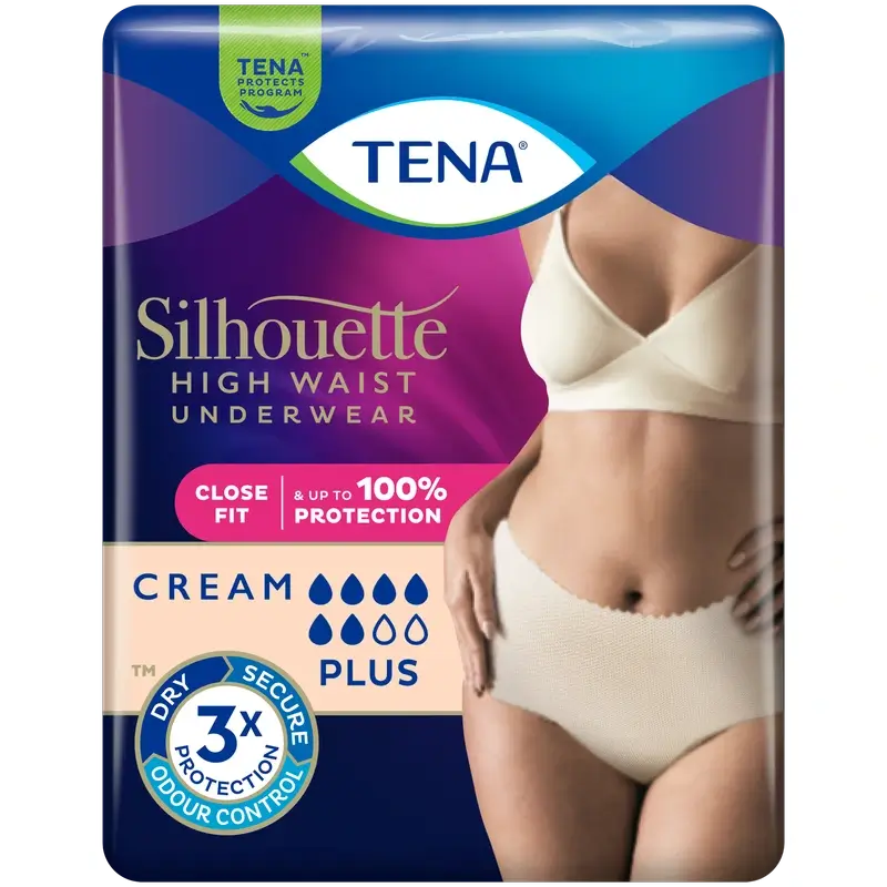 Tena Silhouette Crème Plus Taille Haute Taille M, 9 unités