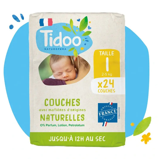 Couches Tidoo Taille 1 2/5 Kg Eco , 24 unités