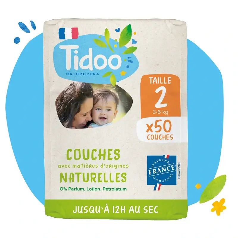 Couches Tidoo Taille 2 3/6 Kg Eco , 58 unités